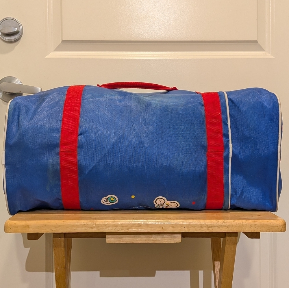 Rad 90s Flomo Cartoon Dog Red and Blue Duffel Bag - Picture 7 of 9